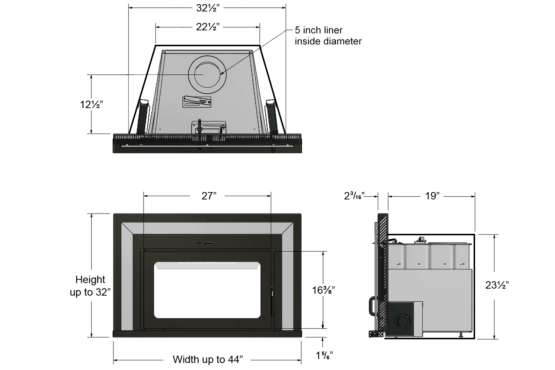 Supreme Fusion 24 Wood Burning Insert Dimensions