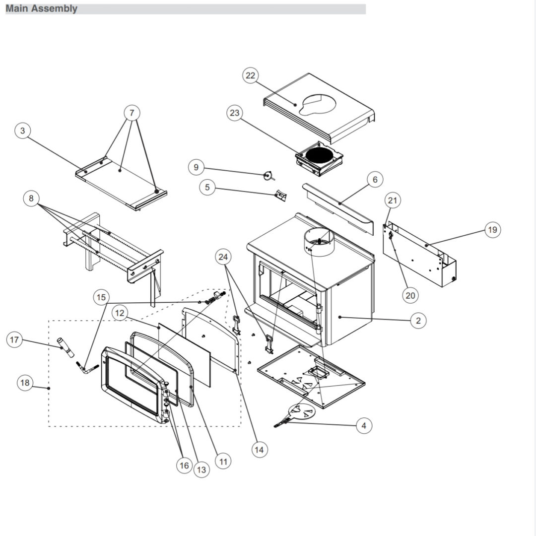 Regency F1500 Wood Stove Main Assembly Parts - Friendly Fires