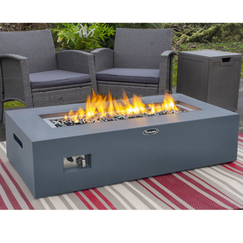 Carbon Collection Concrete Look Rectangle Fire Table - w/ Cover Friendly Fires