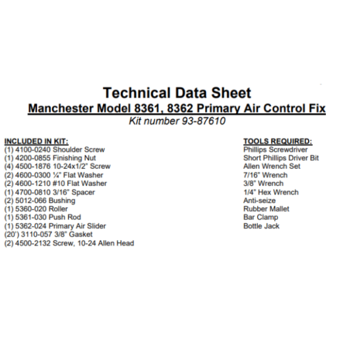 Hearthstone Manchester - Primary Air Control Kit (93-87610) | Friendly Fires