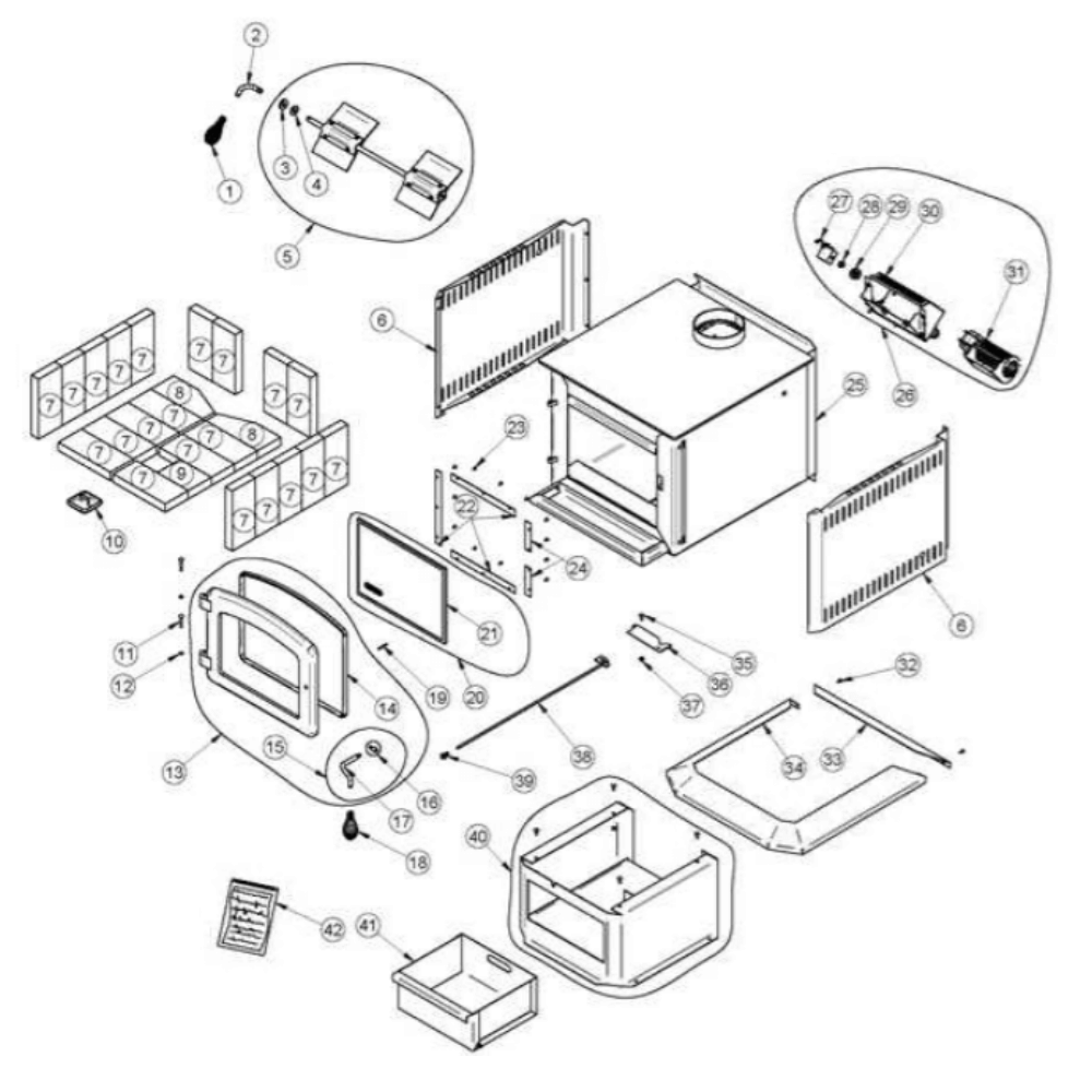 Drolet Baltic Parts - Serial # 9830 to 16338 (DB03040) | Friendly