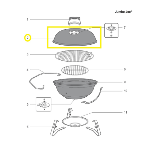 Weber Black Lid Assembly - 18" Jumbo Joe (61496) | Friendlyfires.ca