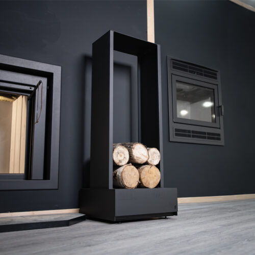 Essik Log Rack with Sliding Drawer | Friendlyfires.ca